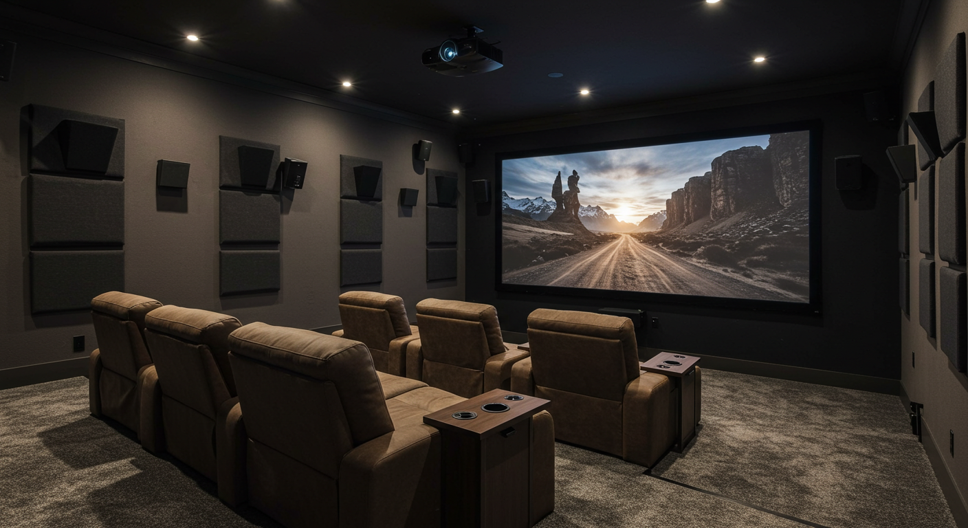 A luxurious home theater designed for ultimate comfort and personalization