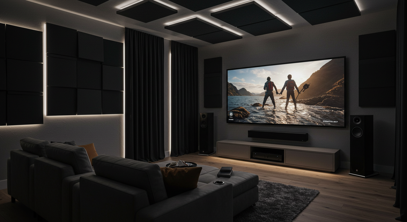 A stylish and immersive home theater illustrating the perfect setup