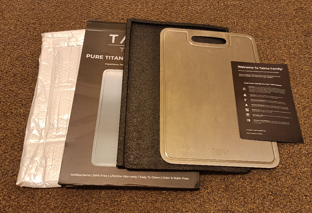 Taima Titanium Cutting Board fresh out of the box