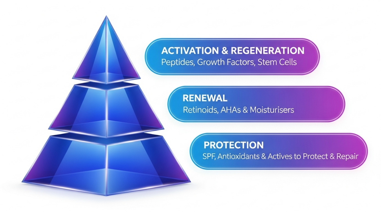 Ingredient hierarchy pyramid showing must-haves, support and optional layers.