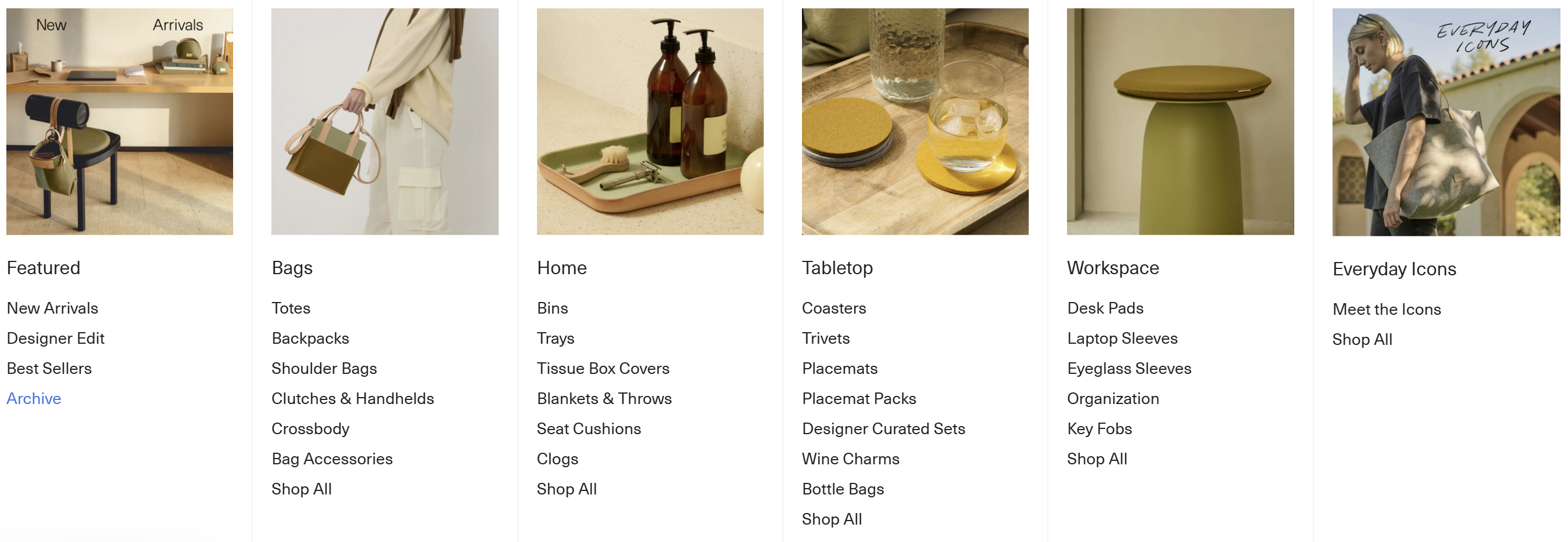 Graf Lantz shop by category navigation dropdown showing product categories