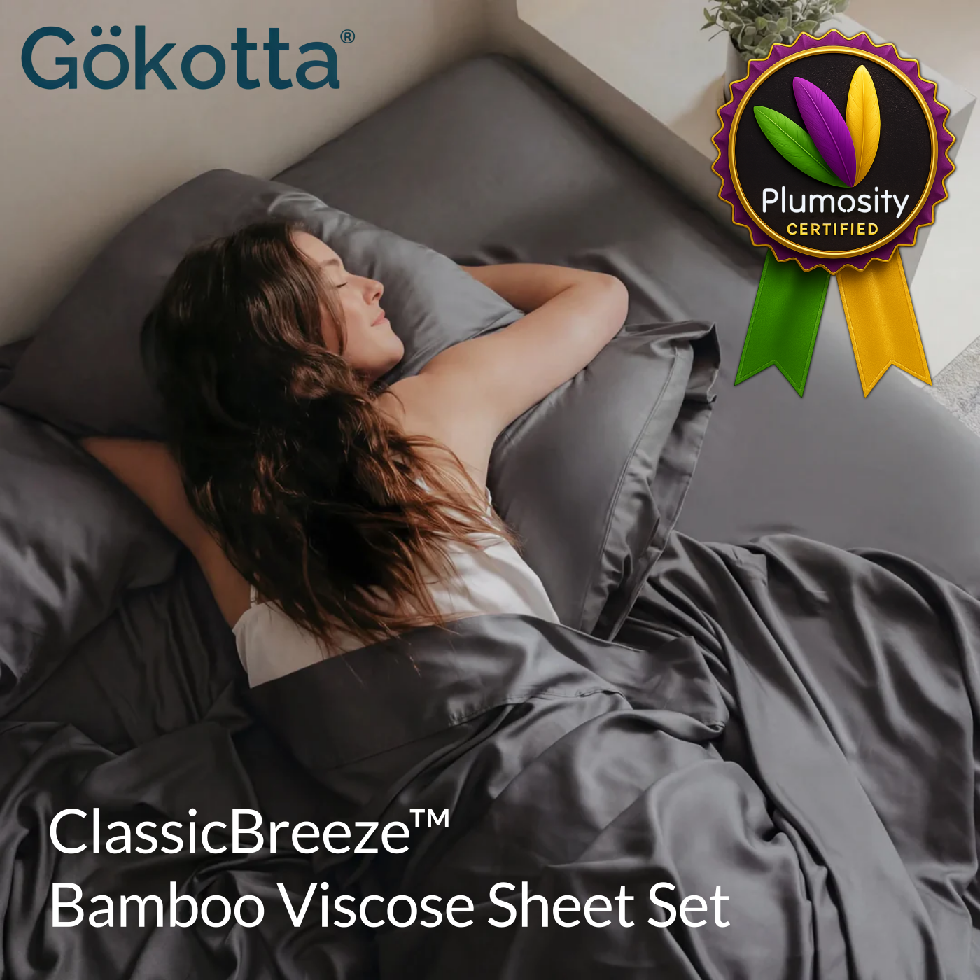 Gökotta ClassicBreeze Bamboo Viscose Sheet Set with Plumosity Certified badge overlay