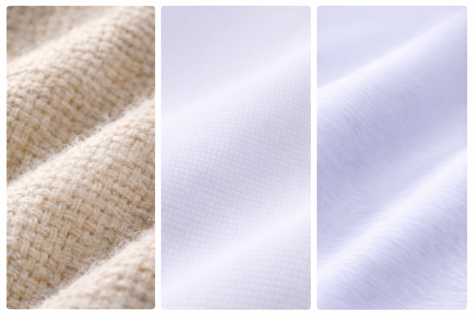 Comparison graphic showing how linen, percale cotton, and TENCEL differ in cooling behavior, feel, and best use cases
