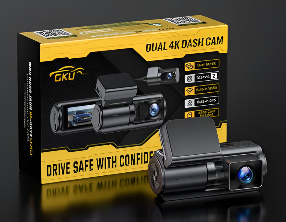 GKU E200 dash cam receiving a Plumosity review score of 4.6 out of 5