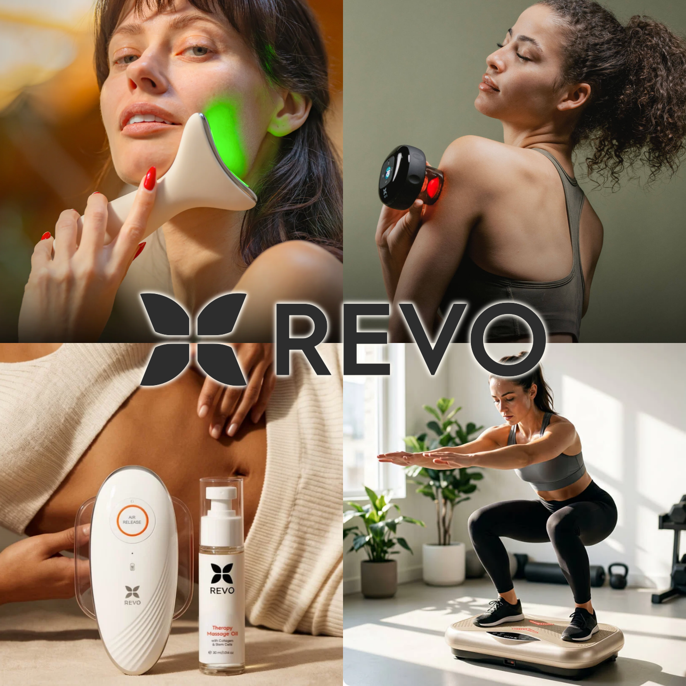 REVO wellness devices for muscle recovery, skincare, body care, and movement