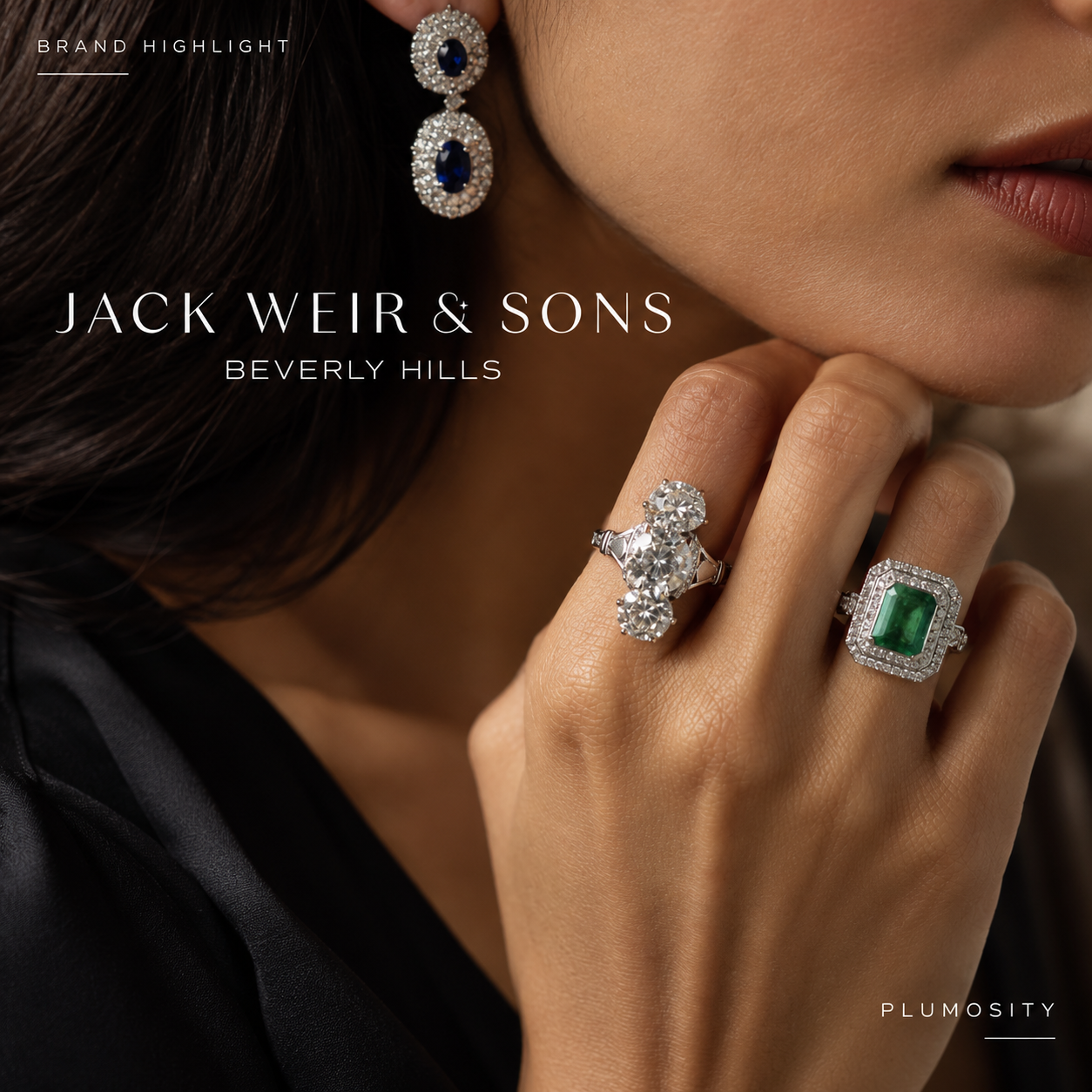Jack Weir & Sons diamond and emerald rings and earrings